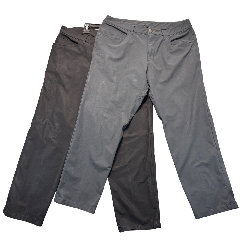 Lululemon ABC Pant Classic Fit Warpstreme Grey Black Bundle 34x28 2 Pairs Mens